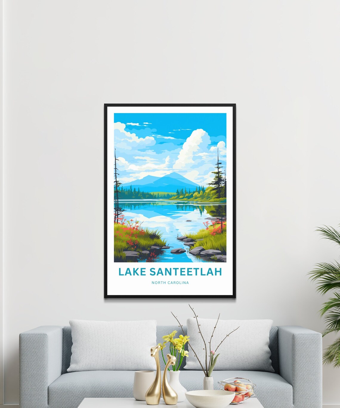 Lake Santeetlah North Carolina Mountain Personalized Travel Poster - Image 3
