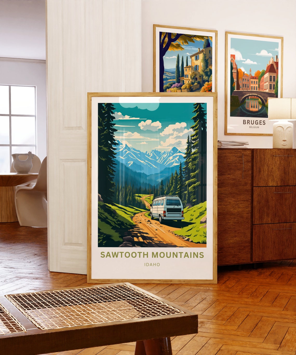Sawtooth Mountains Idaho Camper Van Adventure Personalized Poster - Image 5