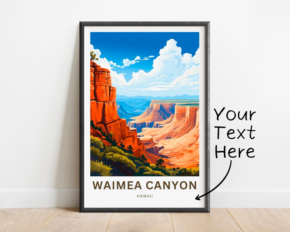 Personalized Waimea Canyon Hawaii Red Rock Gorge Custom Travel Poster