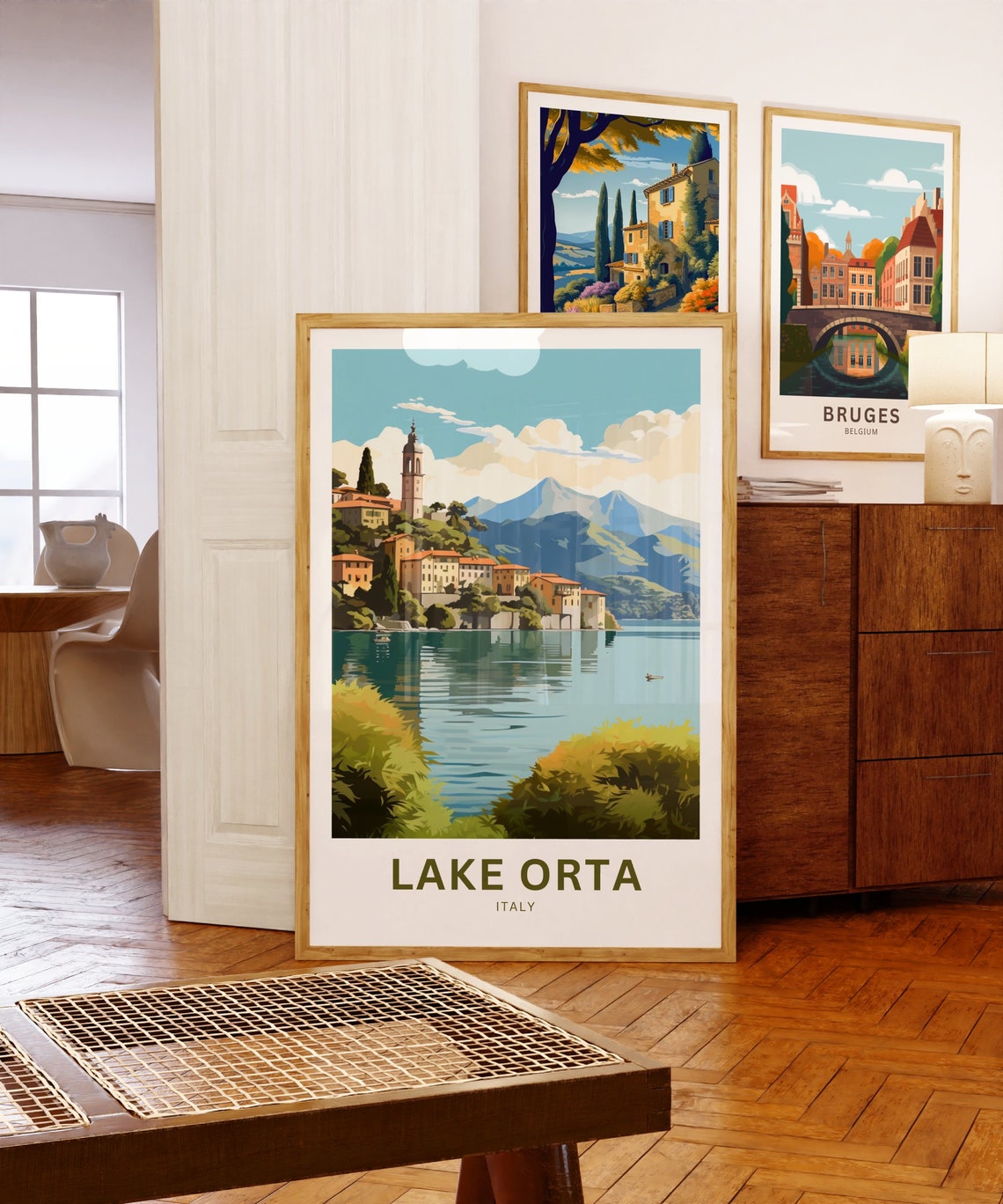 Lake Orta Italy Lakeside Village Bell Tower Mountain View Poster - Image 5