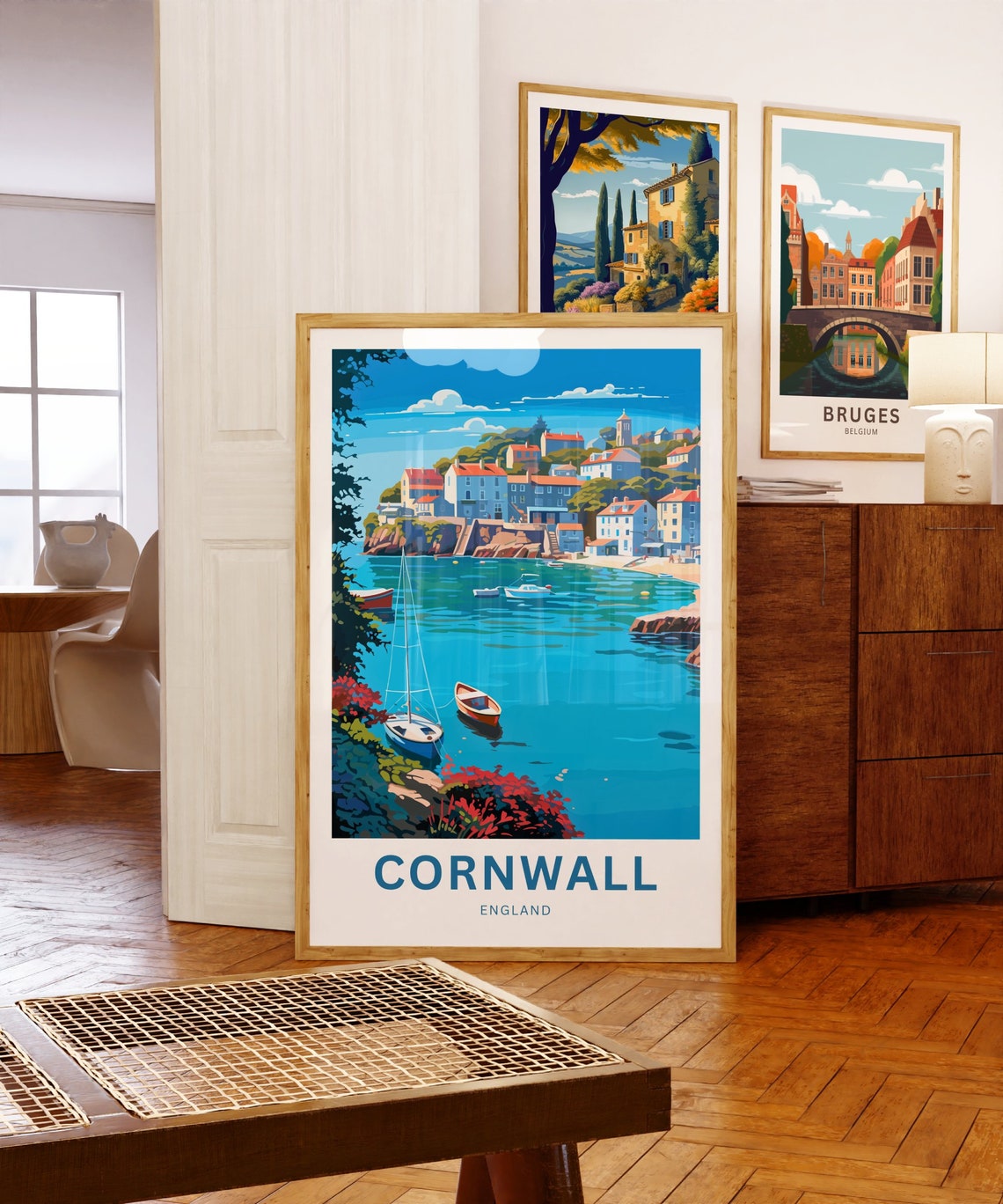Personalized Cornwall England Harbor Boats Travel Poster Custom Art - Image 5
