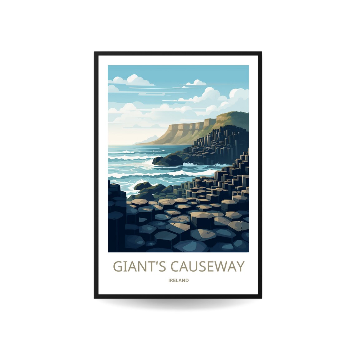 The Giants Causeway, Ireland Travel Poster Art Print