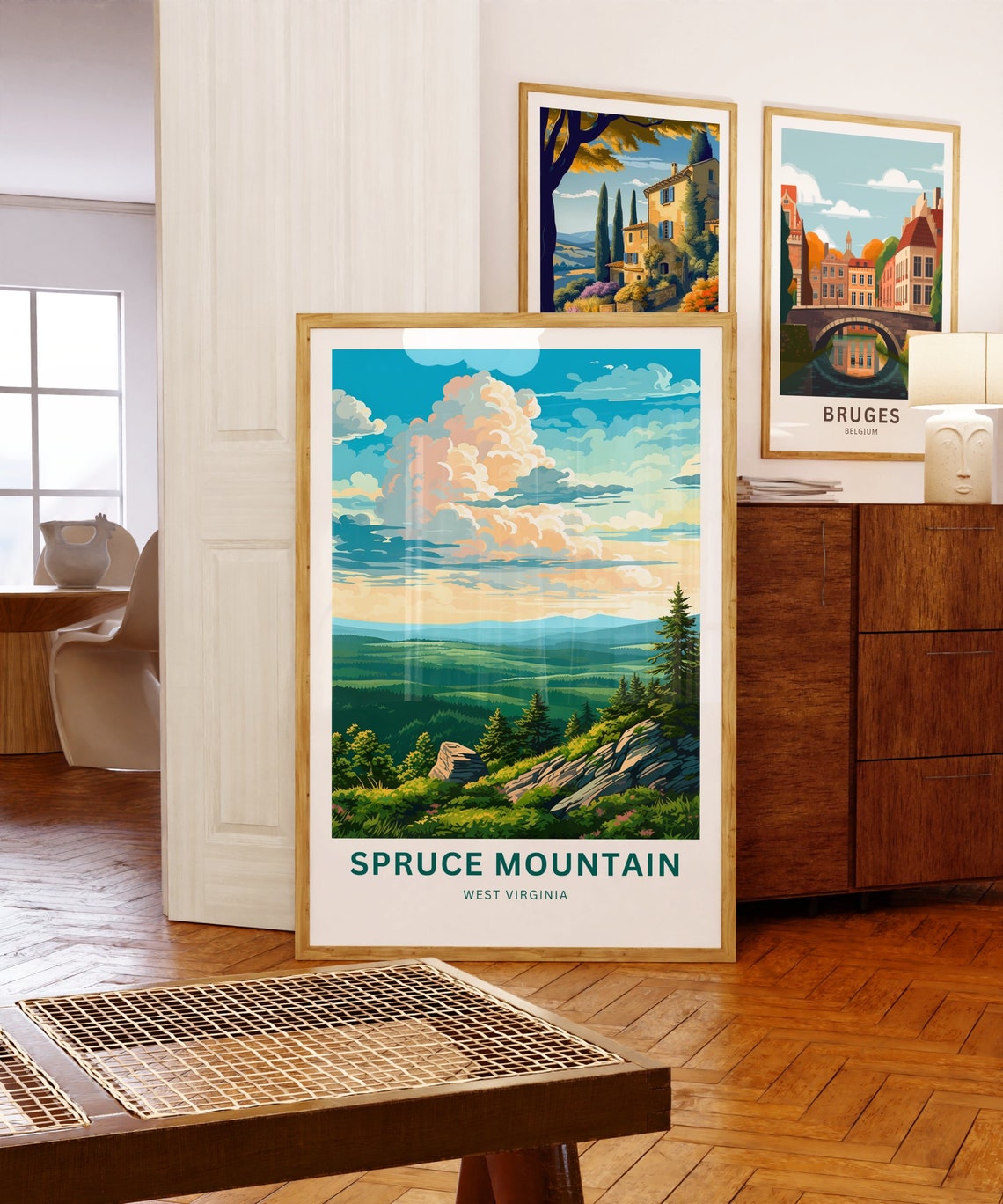 Spruce Mountain West Virginia Rolling Valley Cloud Travel Poster - Image 5