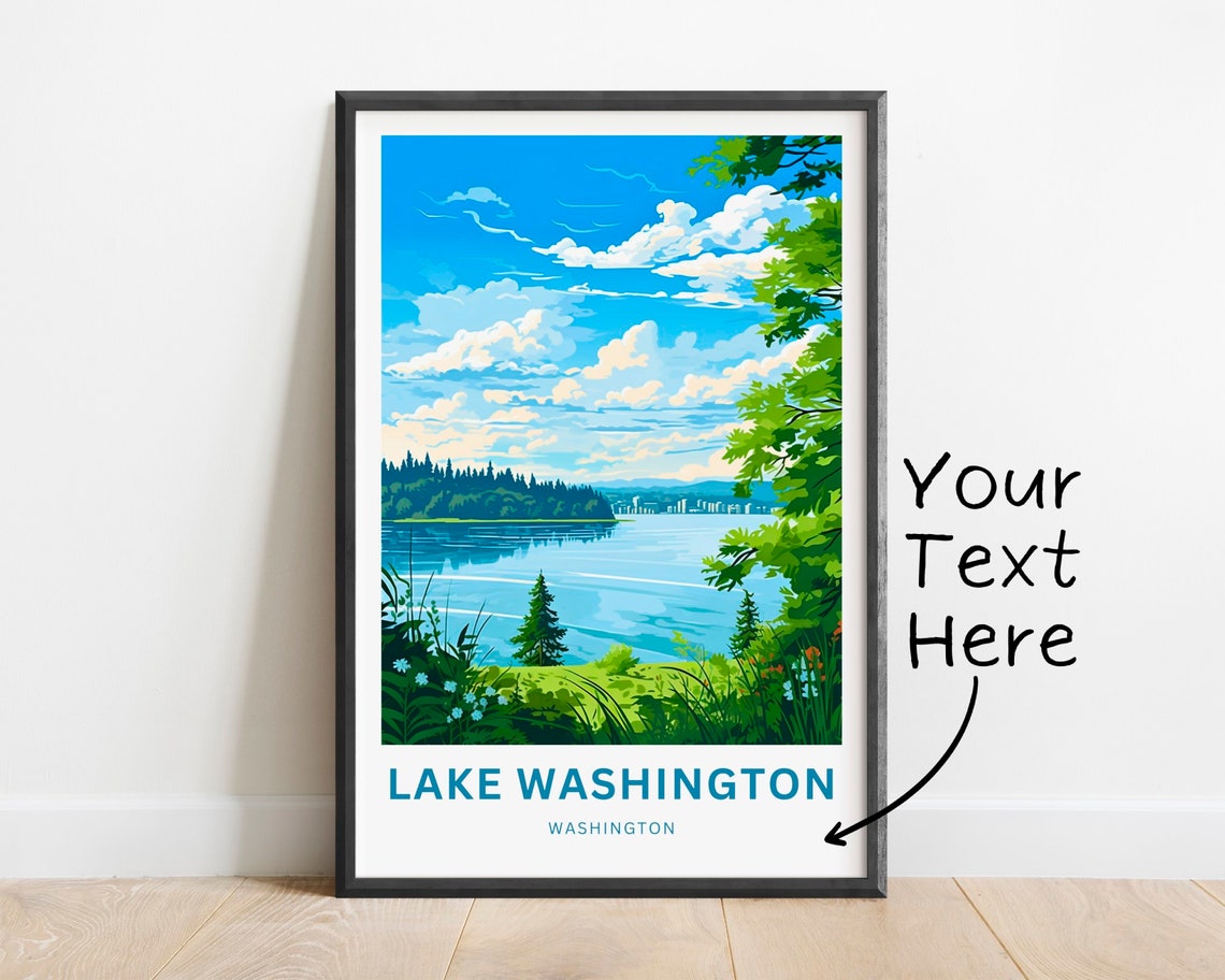 Lake Washington Personalized Lakeside City Skyline View Poster