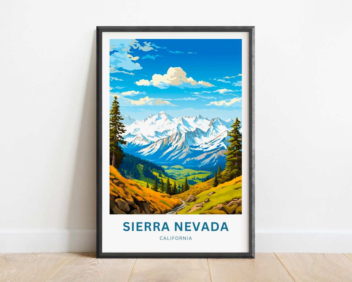 Sierra Nevada Travel Poster, California Wall Art