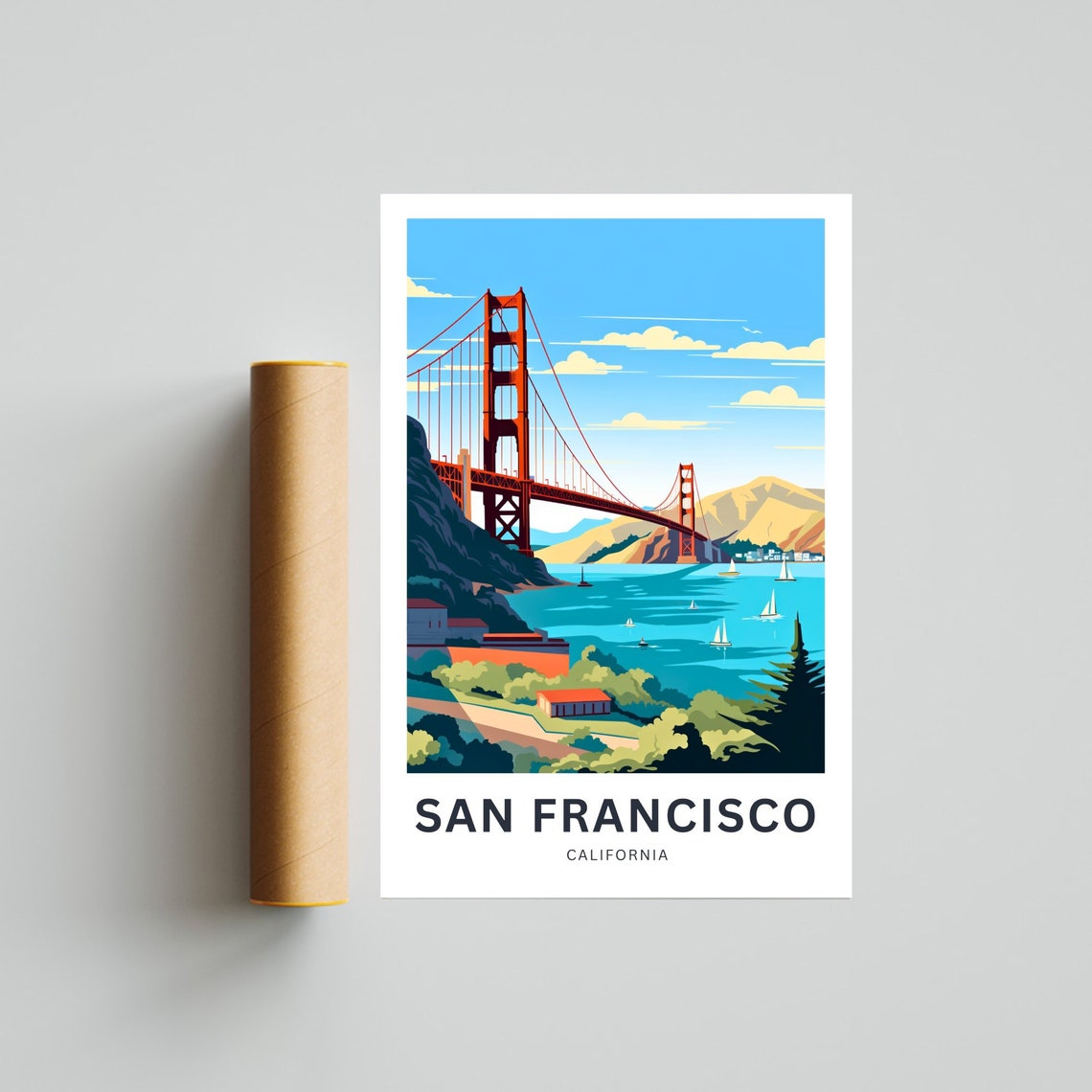 Personalized San Francisco Golden Gate Bridge Bay Sailboats Poster - Image 4