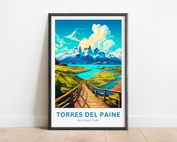Torres Del Paine Travel Print Poster Chile Wall Art Framed Present Gift