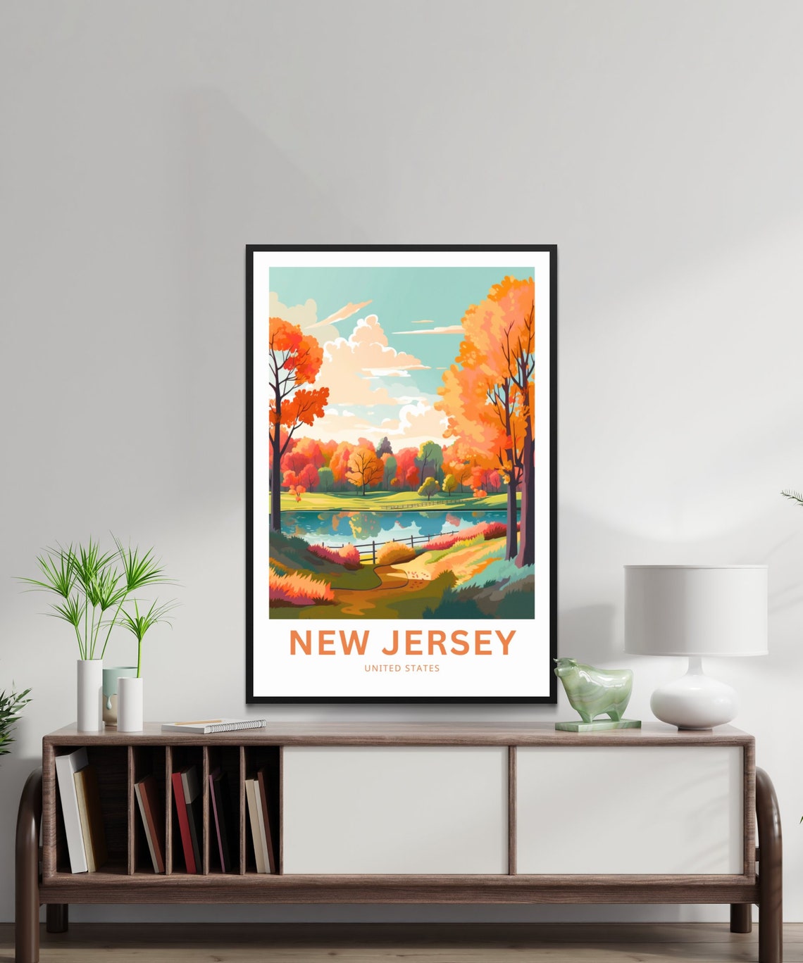 New Jersey Autumn Lake Fall Foliage Forest Colors Scenic Travel Poster - Image 2