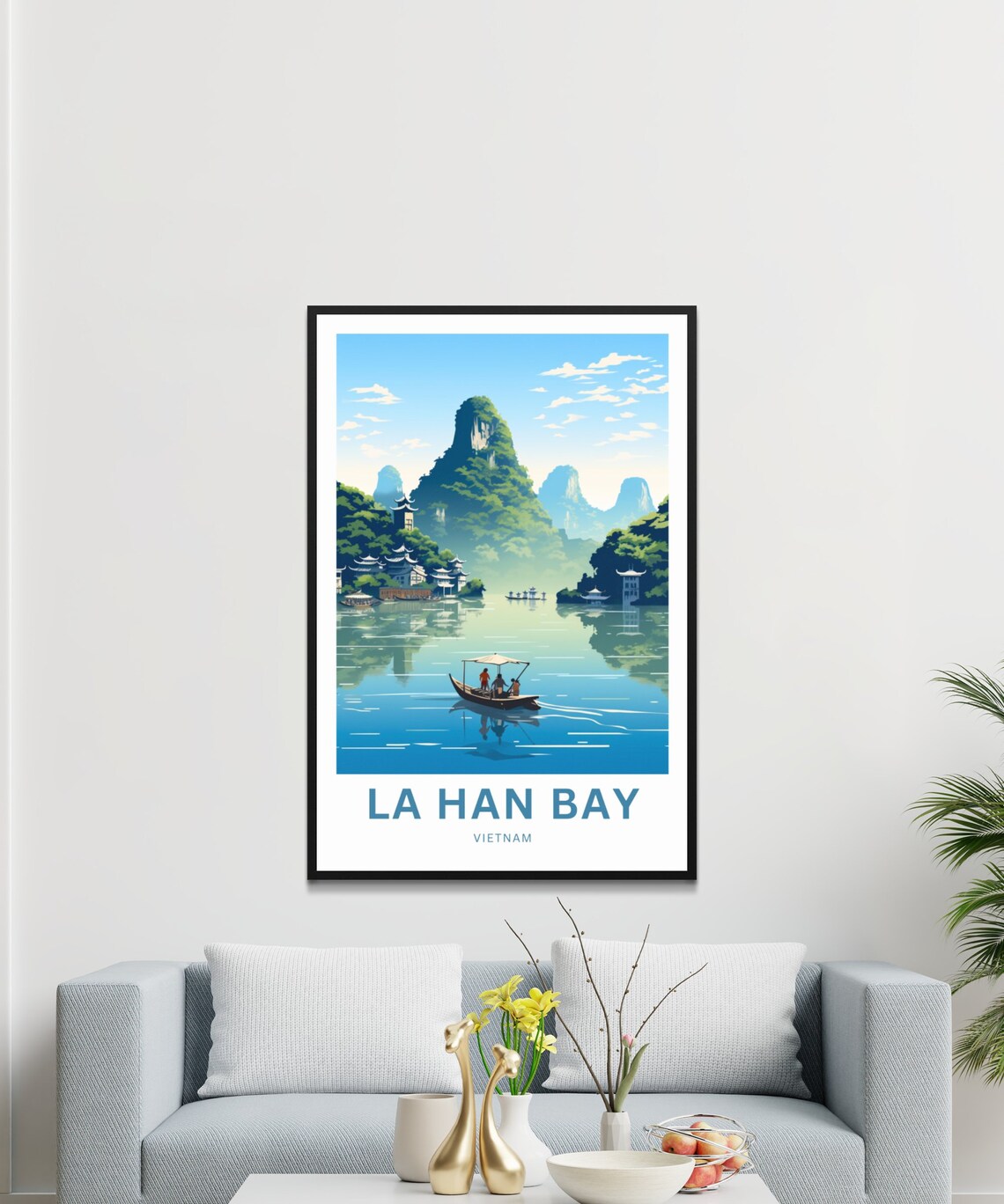 La Han Bay Vietnam Limestone Karst Bay Boat Scenic Travel Poster - Image 3