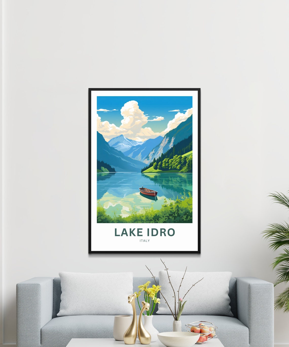 Serene Lake Idro Italy Alpine Lake Rowboat Calm Turquoise Poster - Image 2
