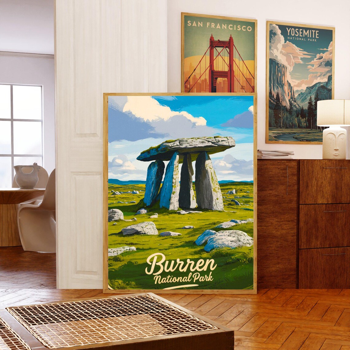 Burren National Park Ireland Travel Poster Poulnabrone Dolmen Stones - Image 5