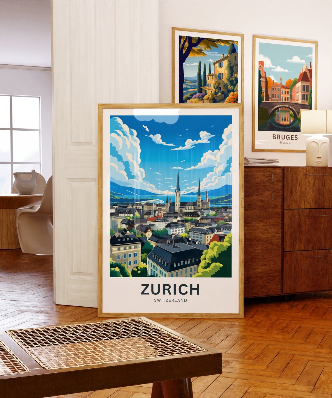 Zurich Switzerland City Skyline Lake Church View Travel Poster - Image 5
