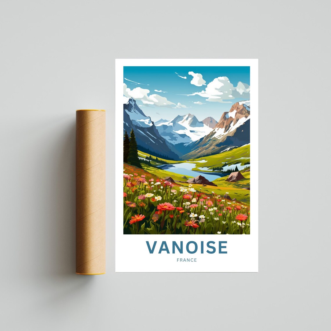 Vanoise France Mountain Meadow Lake Personalized Scenic Travel Poster - Image 4