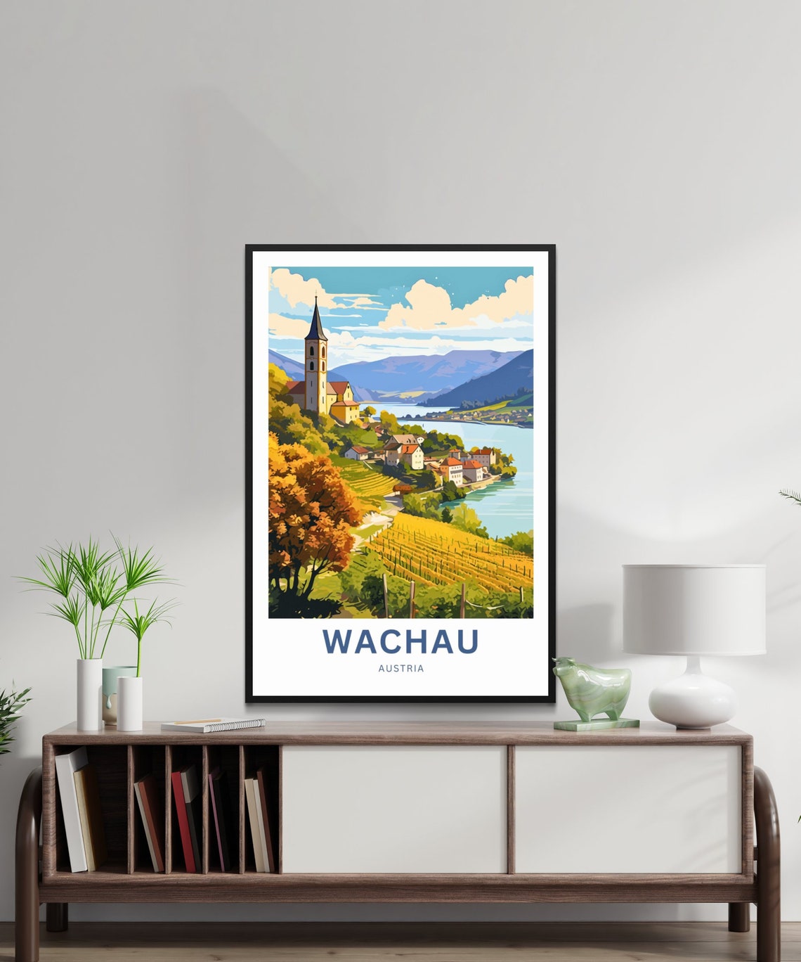 Wachau Austria Danube River Vineyards Church Personalized Poster - Image 2