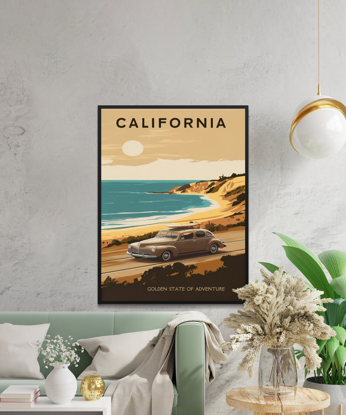 California Vintage Surf Car Beach Coastal Adventure Travel Poster - Image 2
