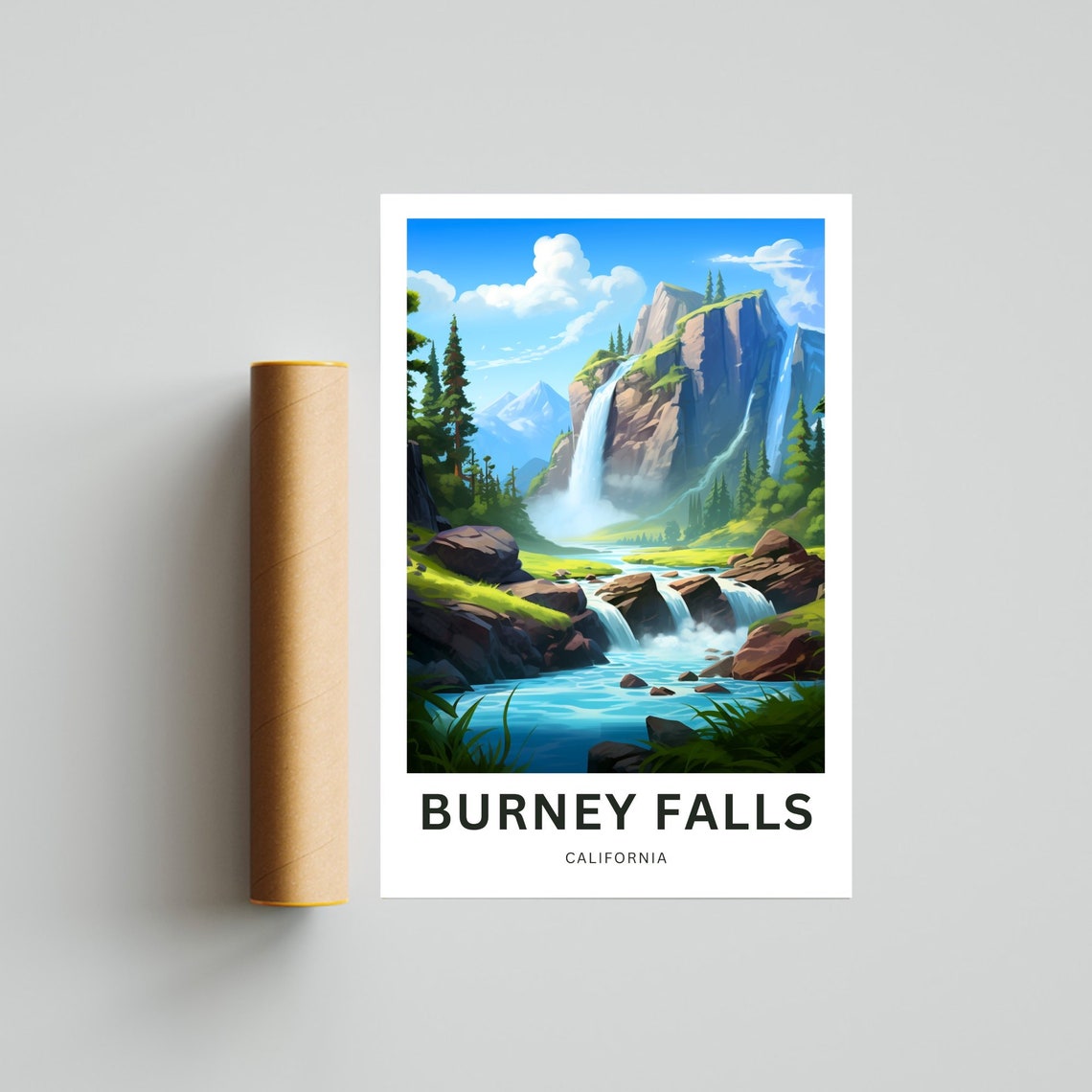 Burney Falls California Majestic Waterfall Turquoise Pool Poster - Image 4