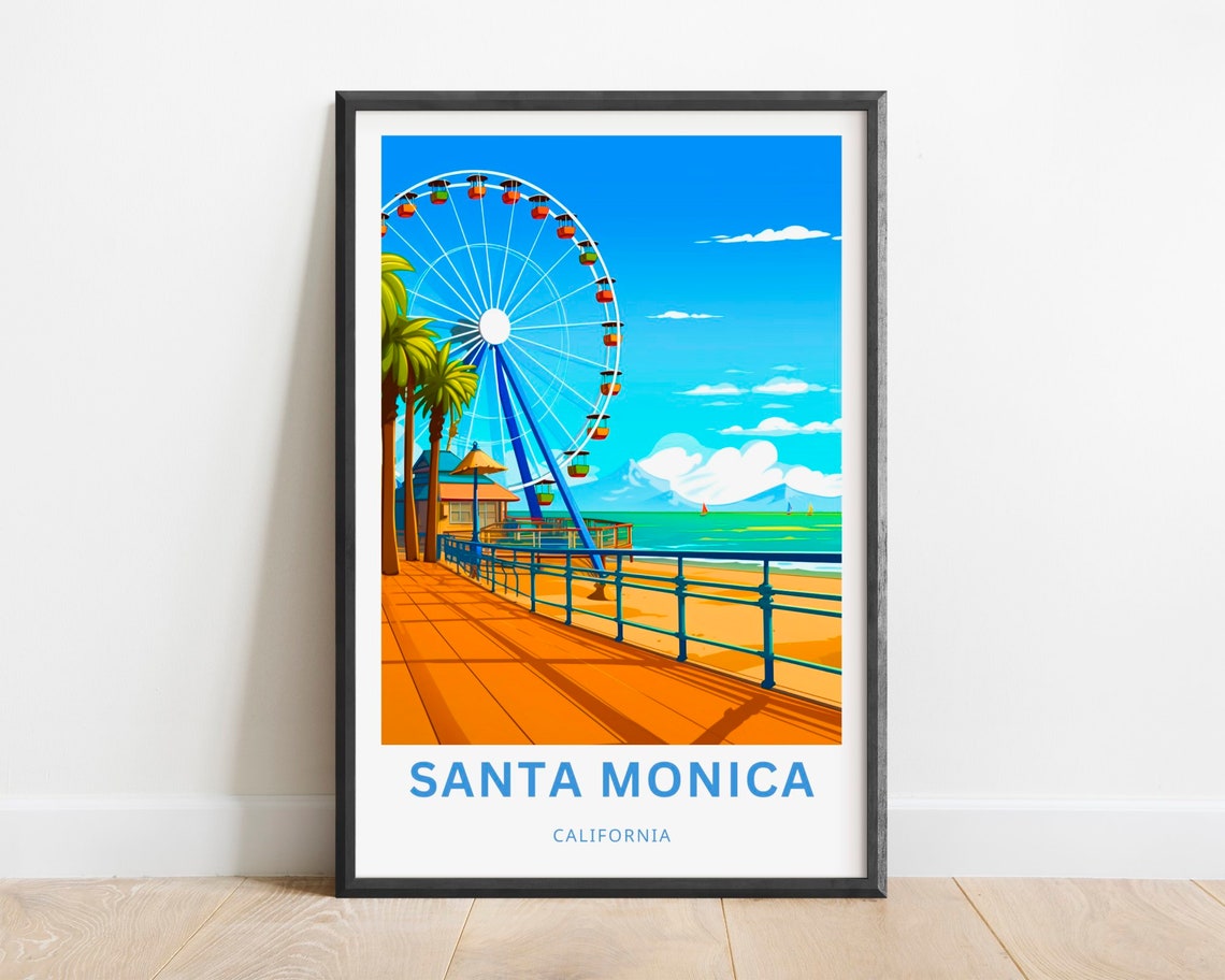 Santa Monica California Pier Ferris Wheel Beach Boardwalk Poster