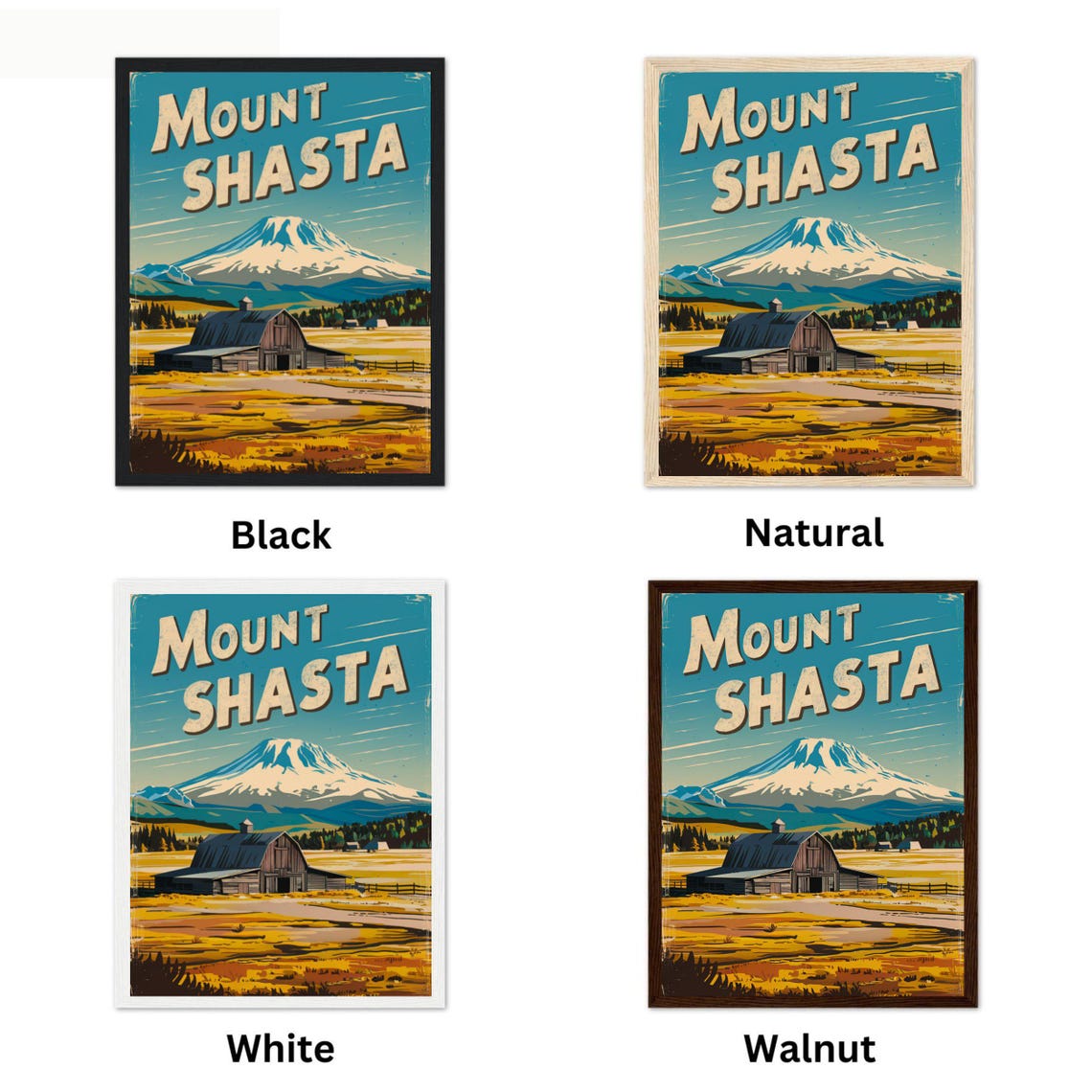 Mount Shasta California Barn Meadow Snow Peak Vintage Travel Poster - Image 4
