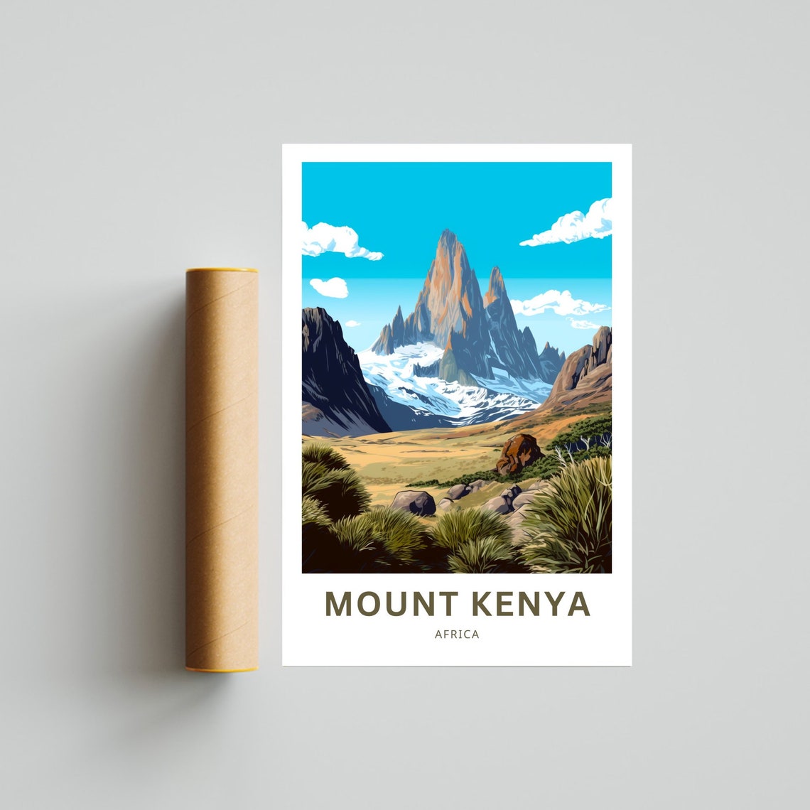 Personalized Mount Kenya Africa Alpine Peaks Custom Travel Poster - Image 2