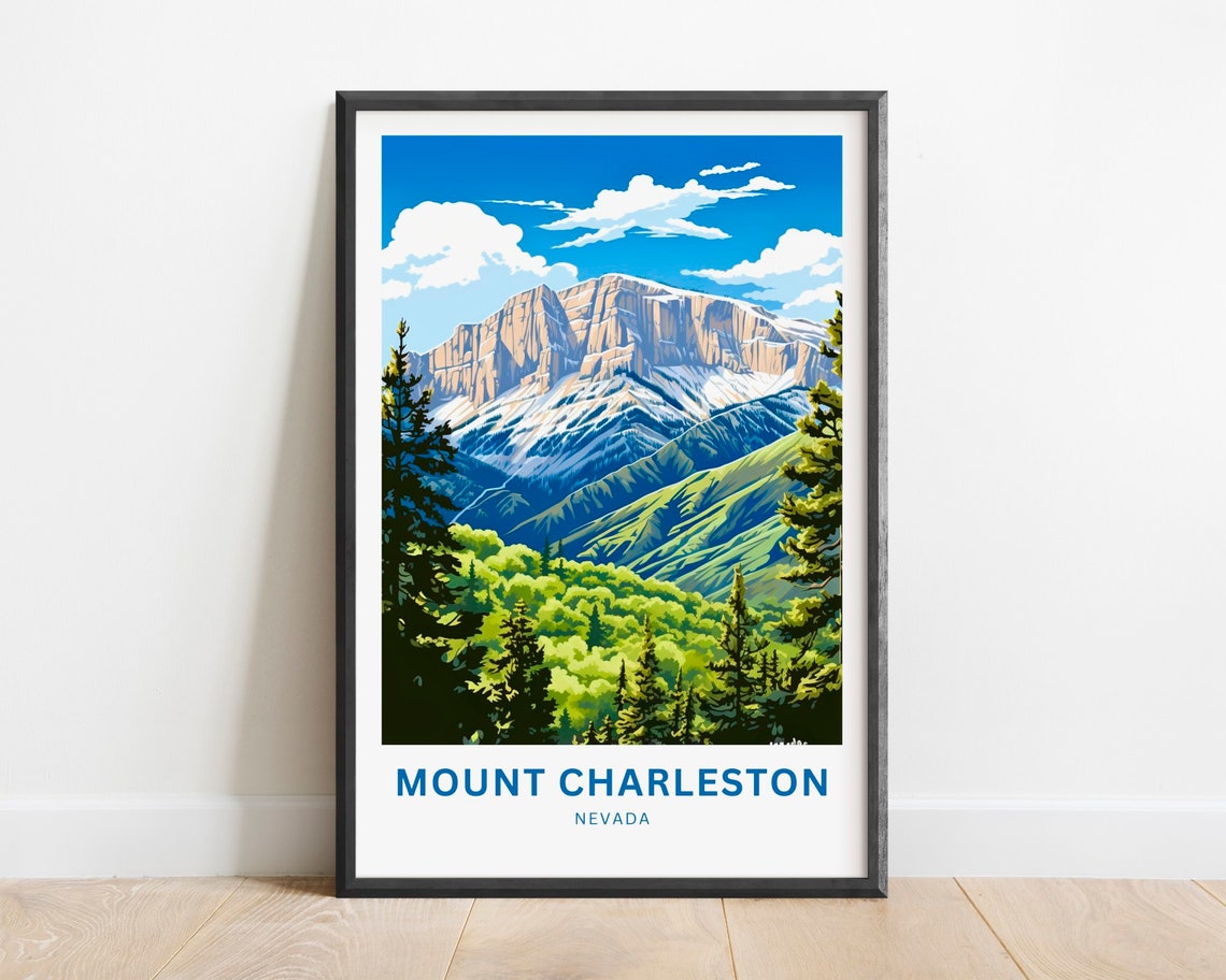 Mount Charleston Nevada Limestone Cliffs Lush Green Slope Poster