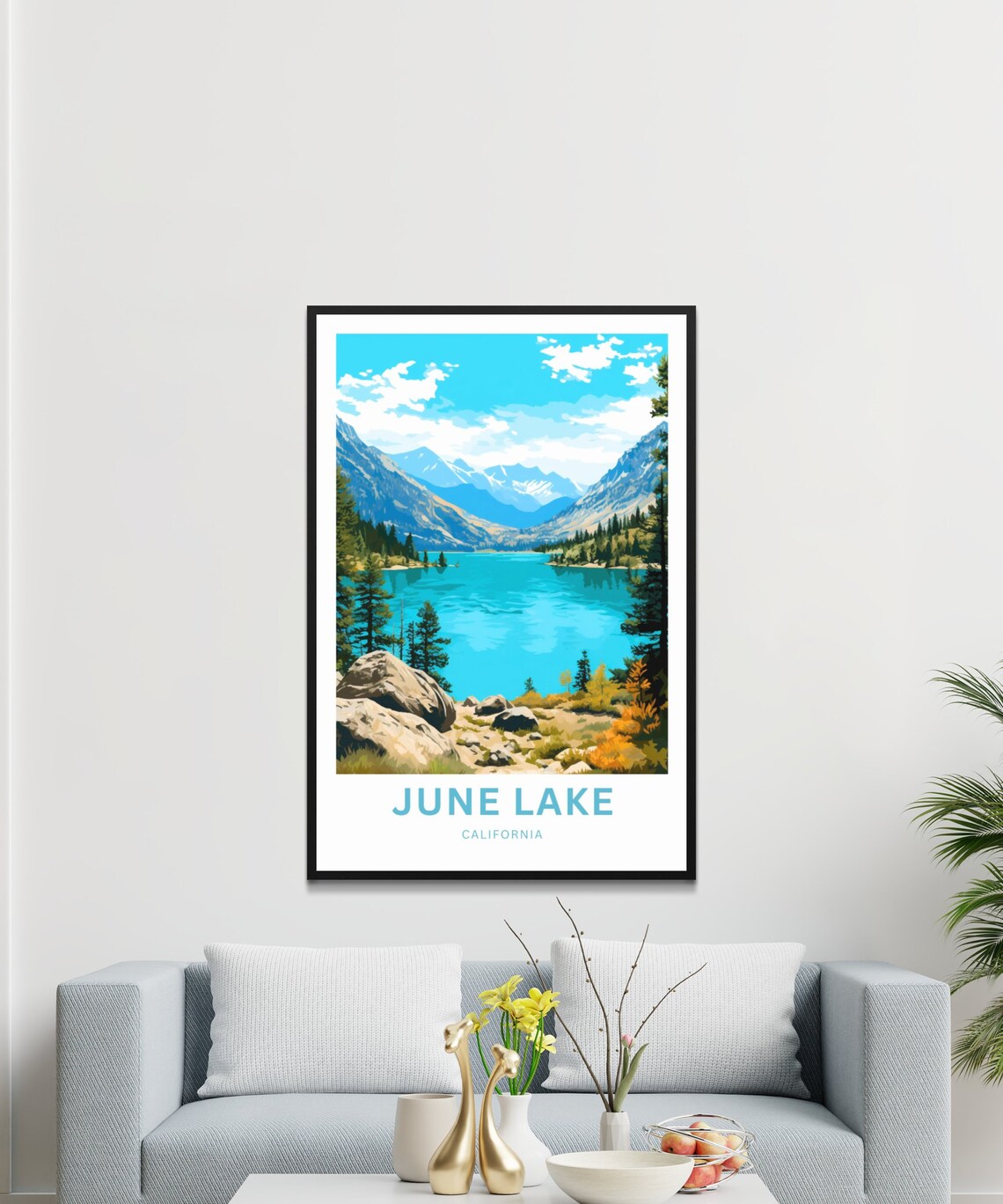 June Lake California Mountain Lake Rocky Shore Travel Poster - Image 3