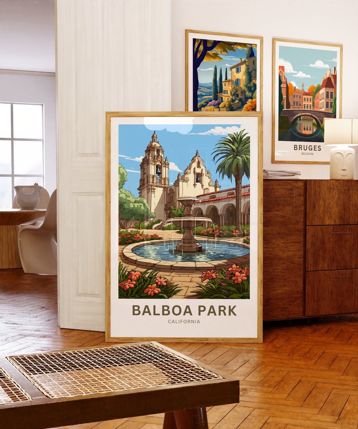 Personalized Balboa Park California Fountain Courtyard Travel Poster - Image 5