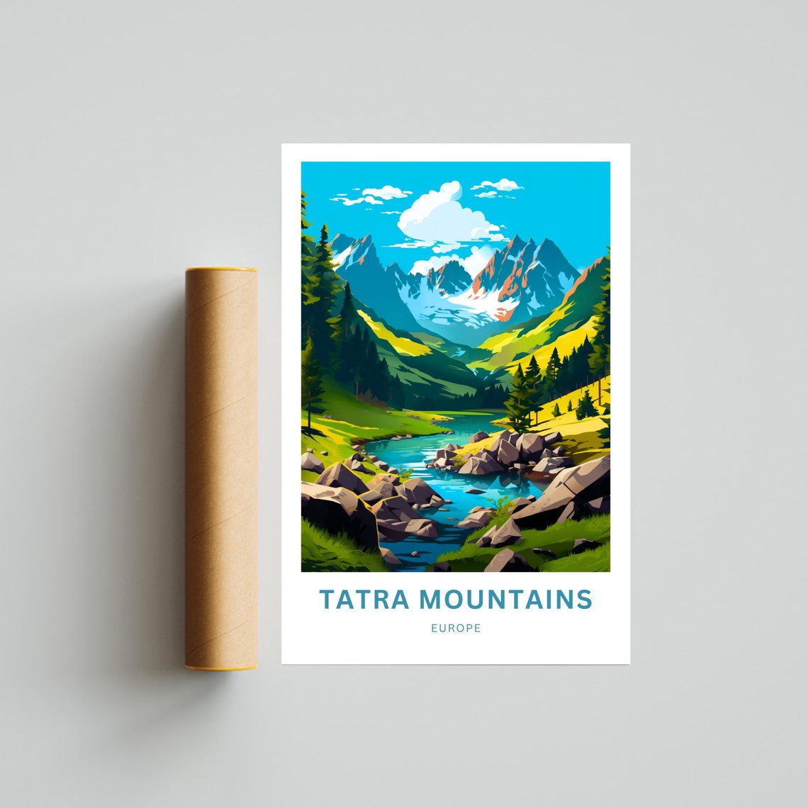 Tatra Mountains Europe Alpine River Valley Peaks Travel Poster - Image 4
