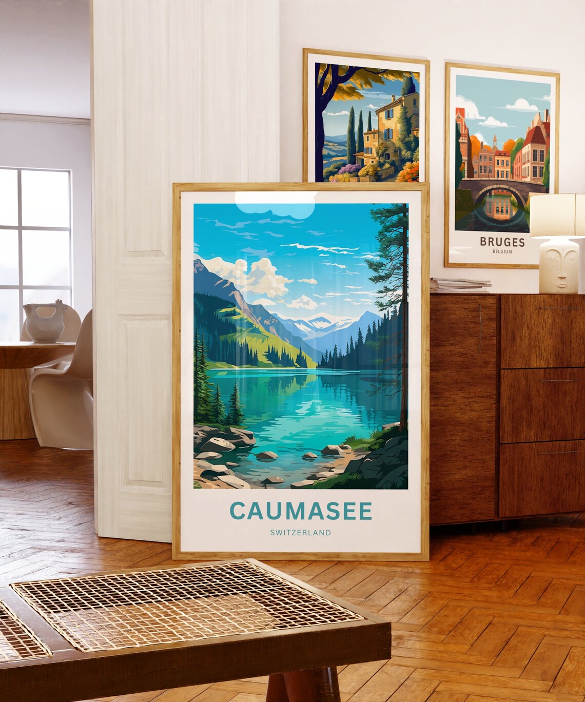 Caumasee Switzerland Turquoise Lake Pine Trees Custom Travel Poster - Image 5