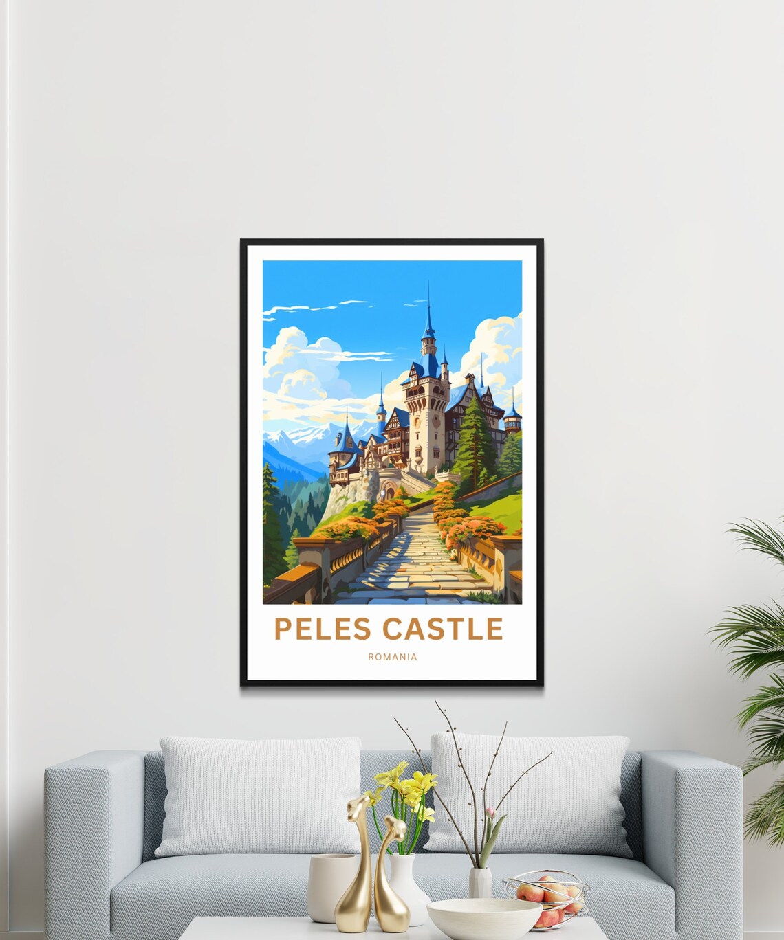 Peles Castle Romania Grand Fairytale Stone Stairway Castle Poster - Image 3