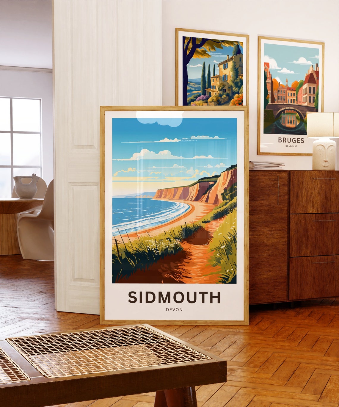 Sidmouth Devon Cliff Top Coastal Path Above the Beach Retro Poster - Image 5