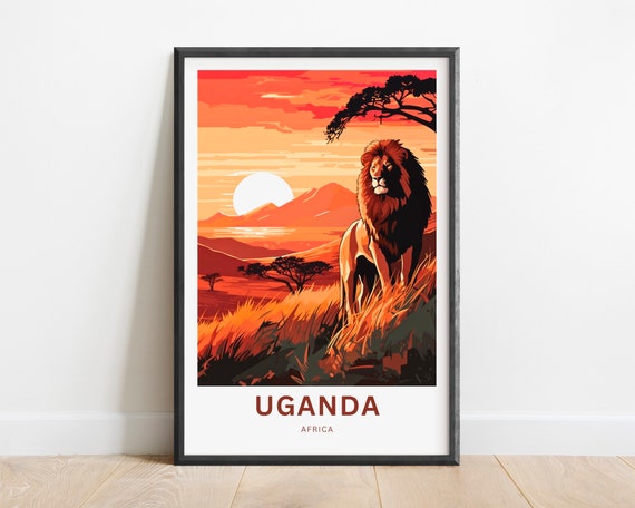 Uganda Travel Print Uganda Poster Africa Wall Art Framed Present Gift Africa Decor Present Customize Your Text