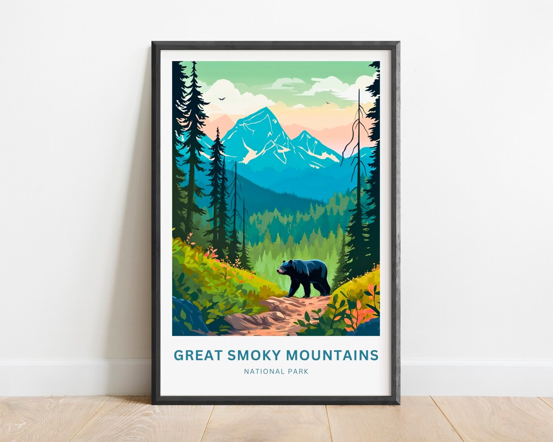 Great Smoky Mountains National Park Black Bear Travel Poster