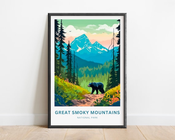 Great Smoky Mountains National Park Black Bear Travel Poster