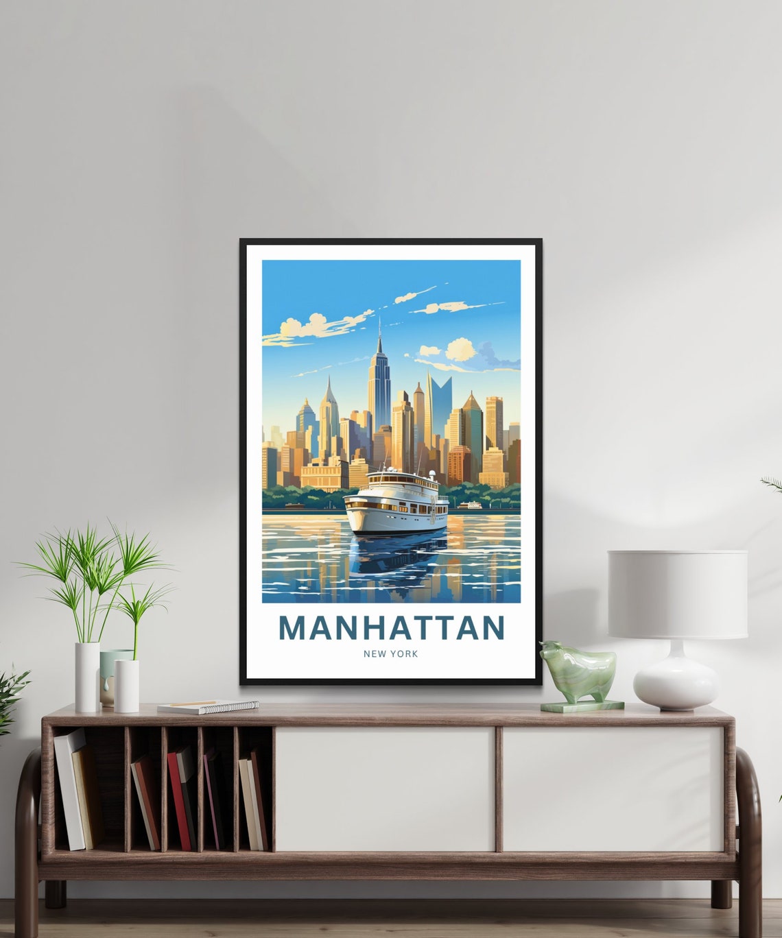 Personalized Manhattan New York Cruise Ship Skyline Scene Poster - Image 2