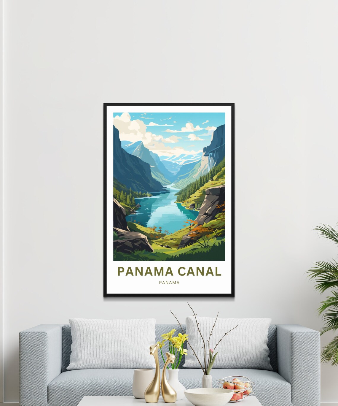 Panama Canal Panama Mountain River Valley Scenic Vintage Travel Poster - Image 3
