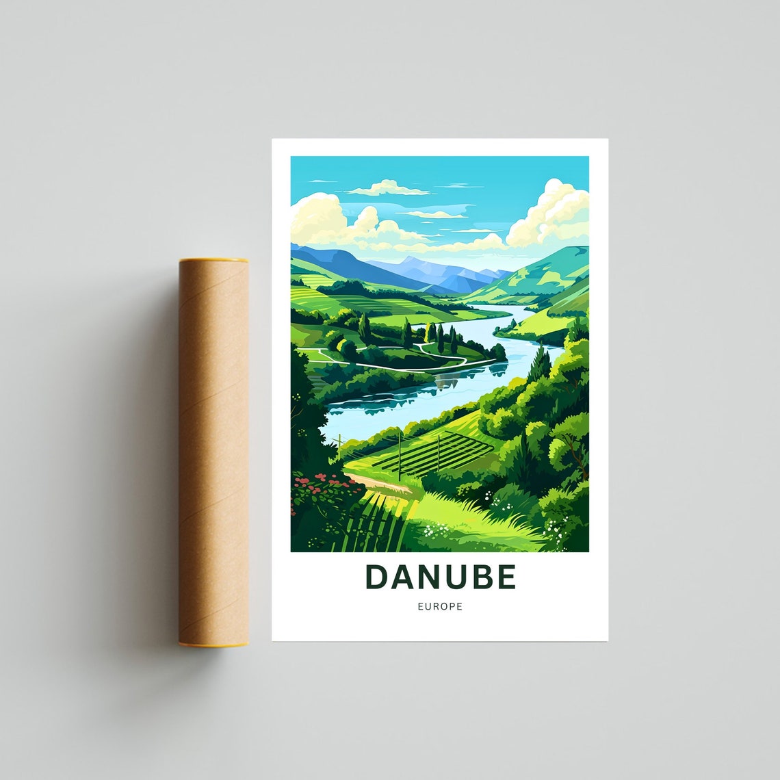 Danube Europe Vineyard Valley Custom Text Personalized Poster - Image 4