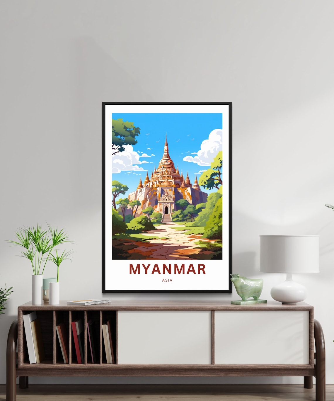 Personalized Myanmar Asia Historic Golden Stupa Travel Poster - Image 2