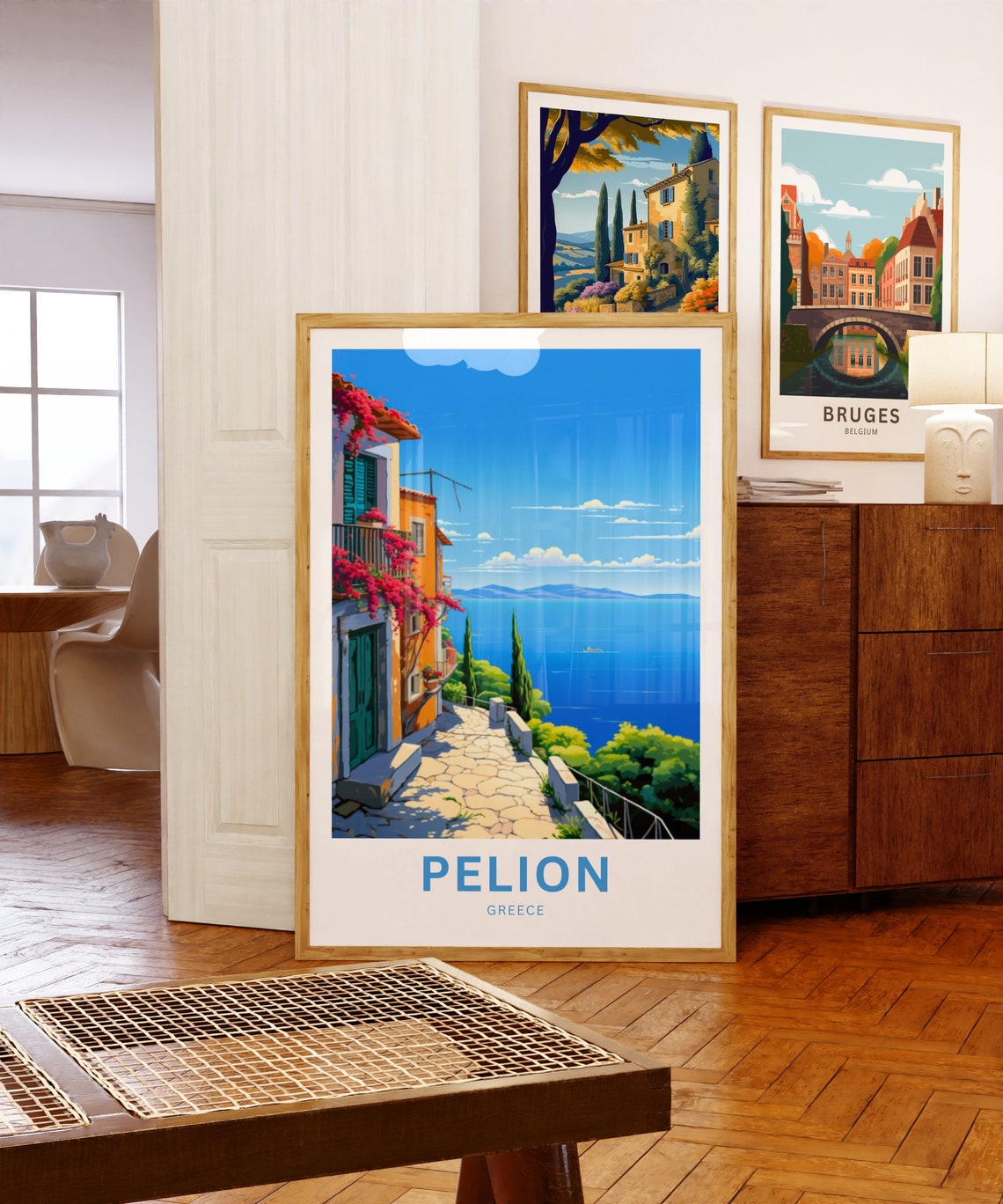Pelion Greece Personalized Bougainvillea Coast Village Poster - Image 5
