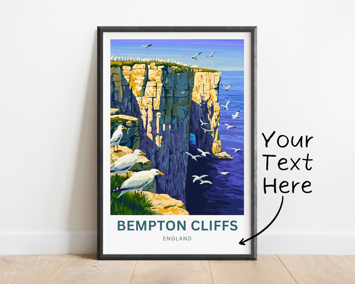 Bempton Cliffs England Chalk Cliffs Seabird Coast Travel Poster - Image 2