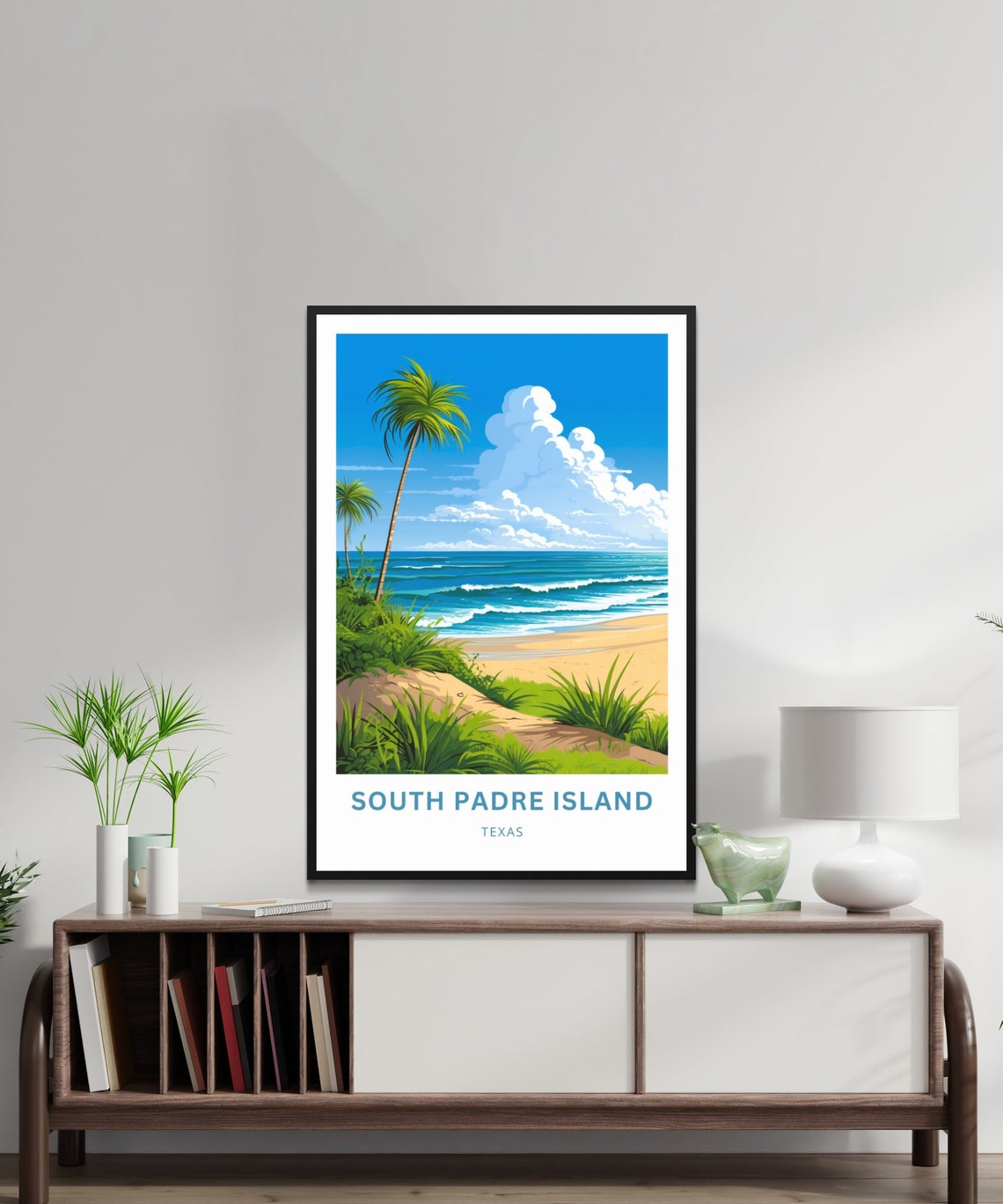 South Padre Island Beach Palm Personalized Travel Poster Texas Coastal - Image 2