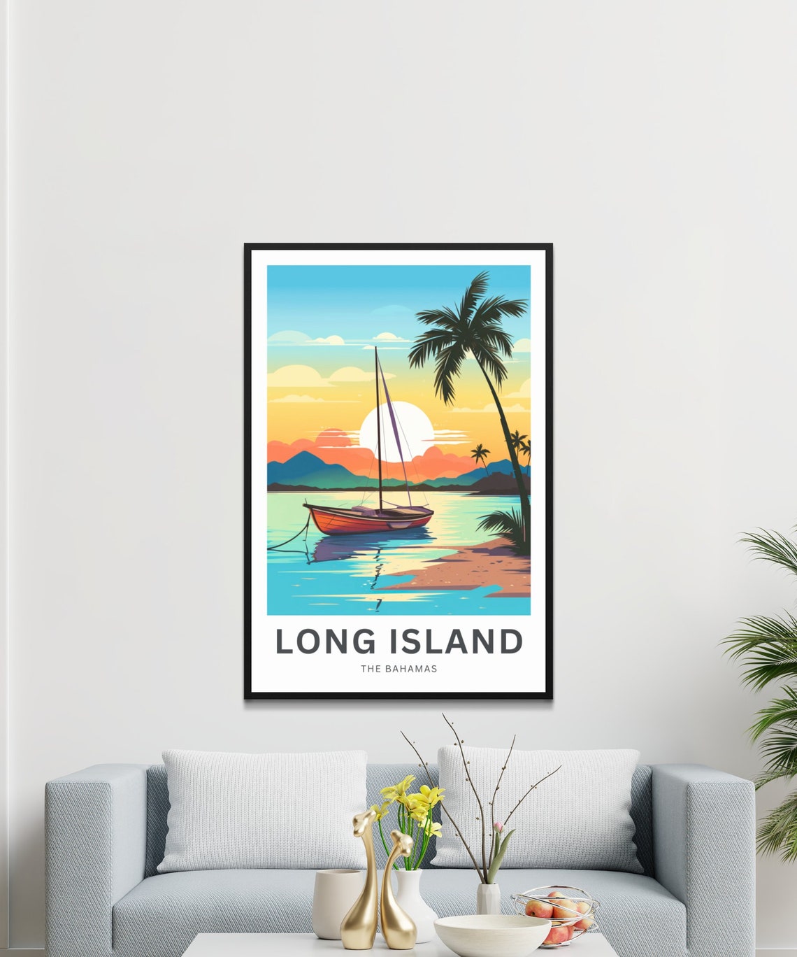 Long Island Travel Print Long Island Poster Bahamas Wall Art Framed Present Gift Bahamas Present - Image 2