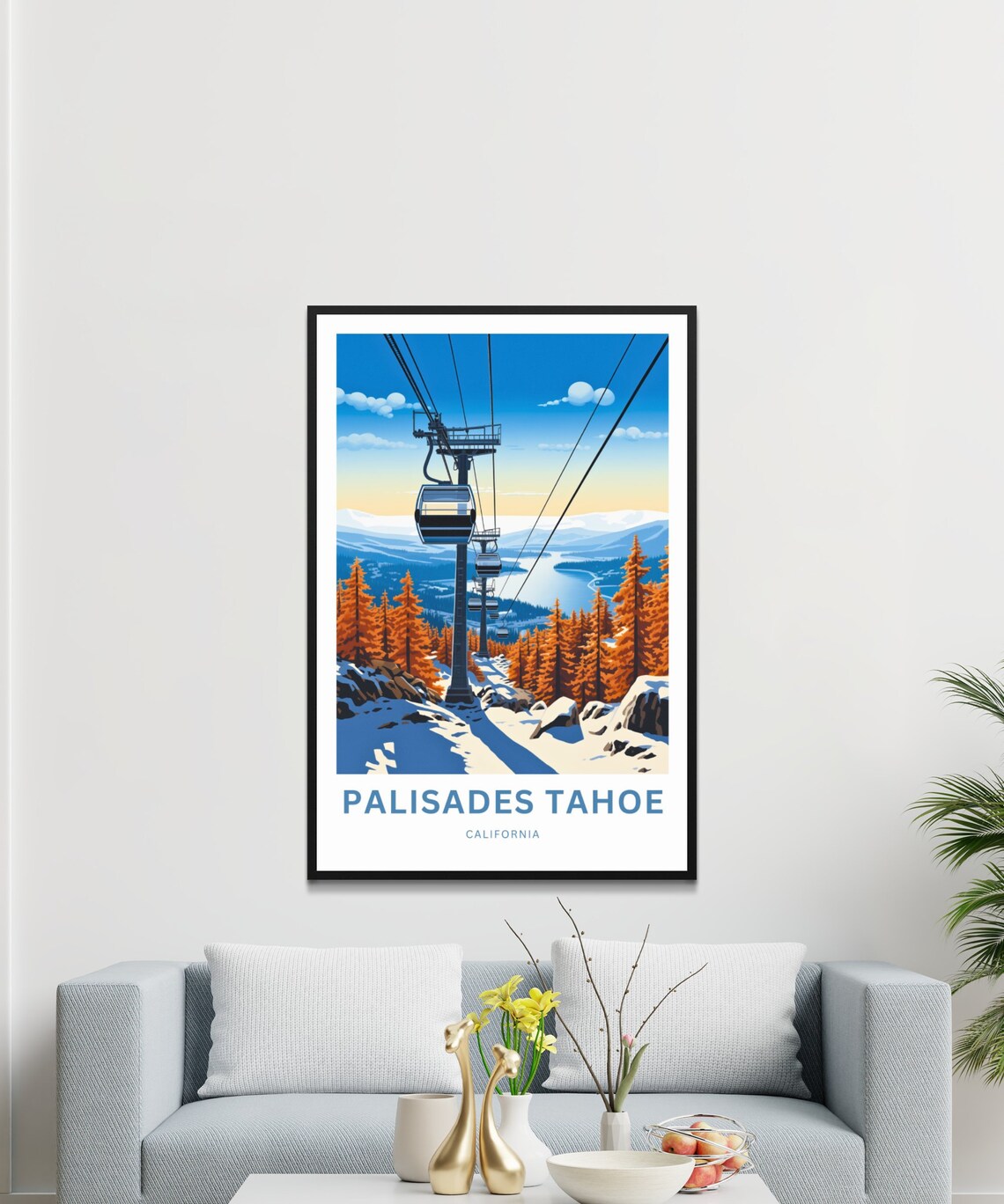 Palisades Tahoe Gondola Autumn Pines Lake Vista Travel Poster - Image 3