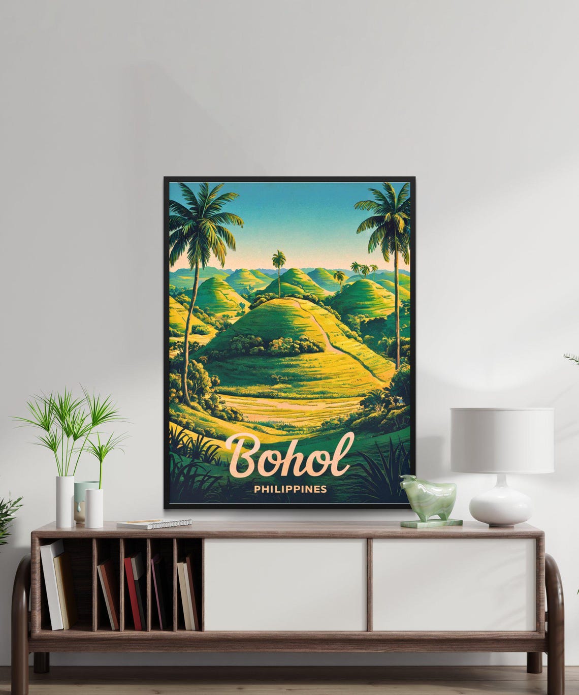 Bohol Philippines Vintage Sunrise Chocolate Hills Path Travel Poster - Image 2