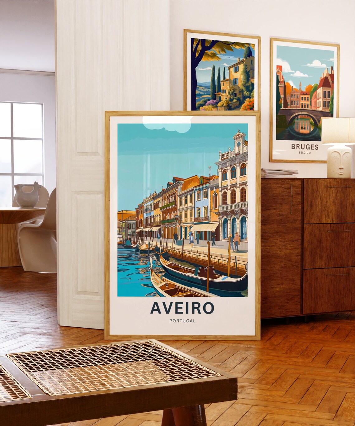 Aveiro Portugal Canal Colorful Houses Gondolas Retro Travel Poster - Image 5