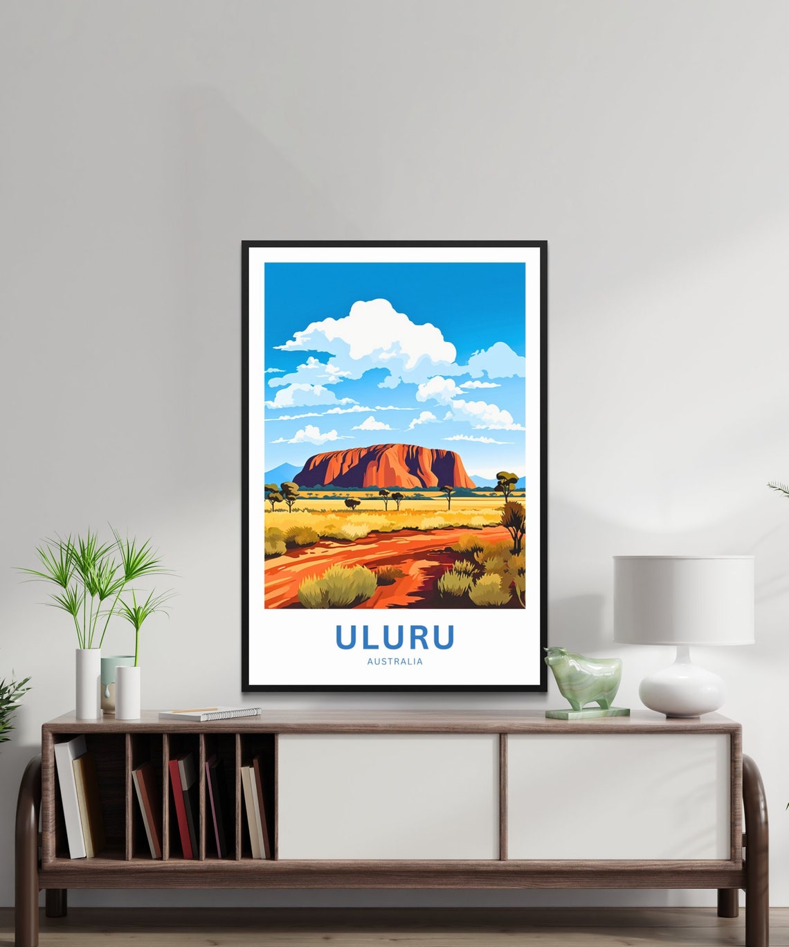 Uluru Australia Red Rock Desert Plain Vista Custom Text Poster - Image 2