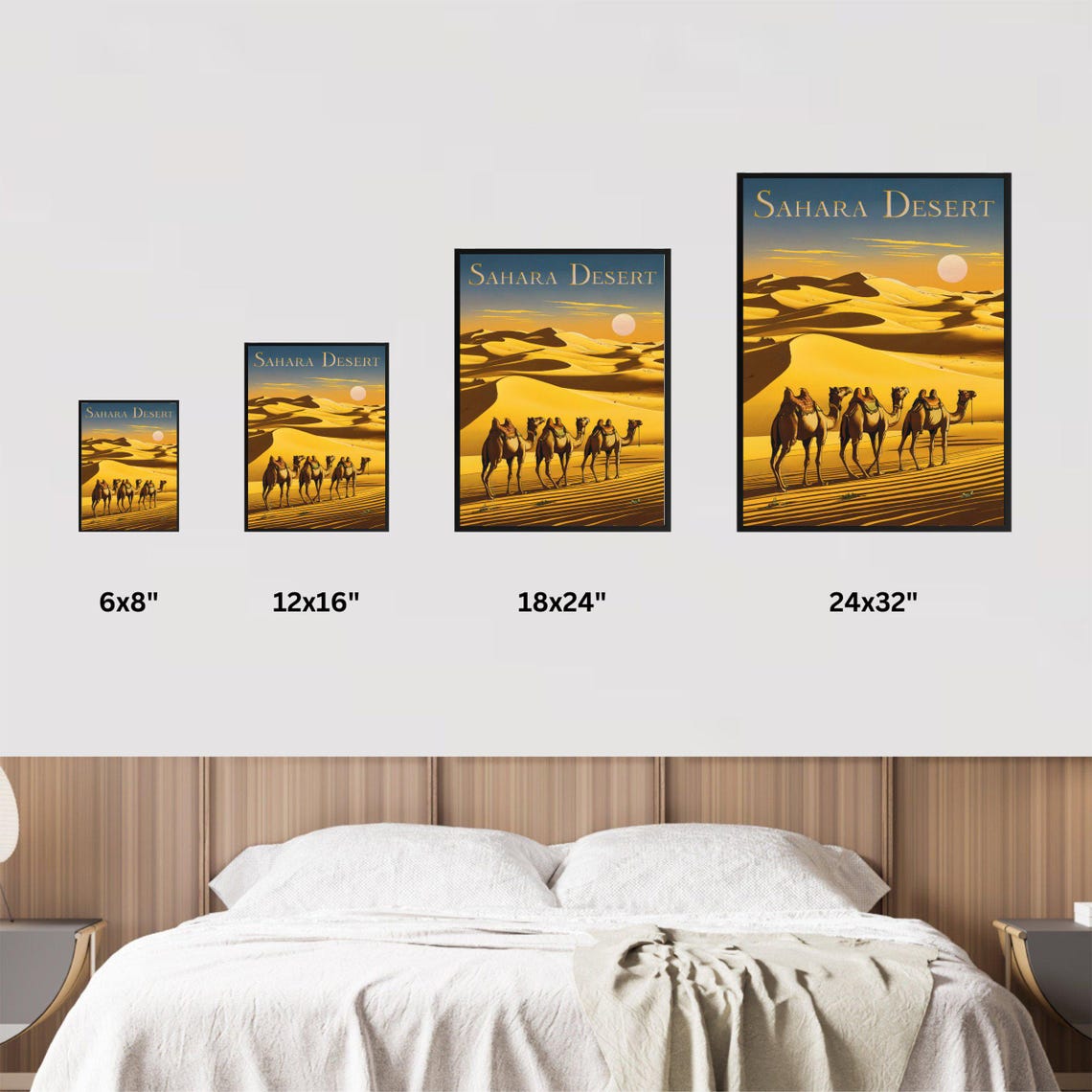 Sahara Desert Camel Caravan Golden Dunes Sunset Travel Poster - Image 4