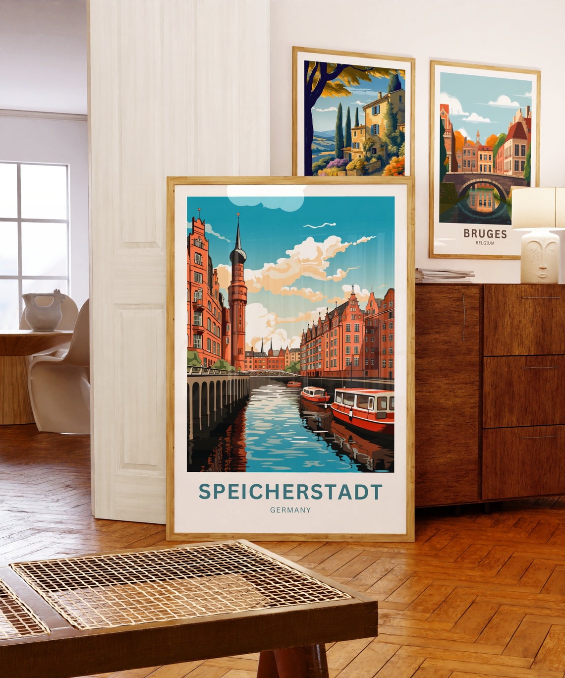 Speicherstadt Germany Canal Boats Red Brick Warehouse Poster - Image 5