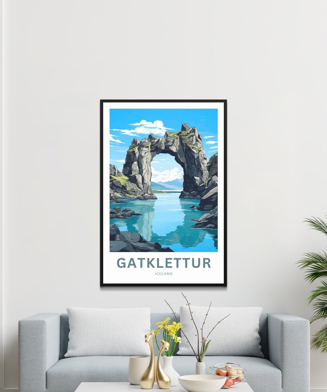 Gatklettur Sea Arch Iceland Turquoise Coastline Travel Poster - Image 3