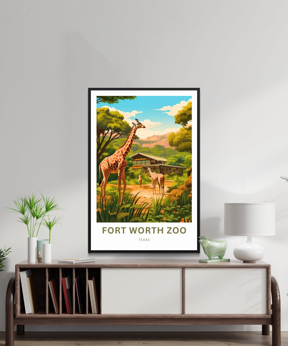 Fort Worth Zoo Giraffes Texas Wildlife Savanna Personalized Poster - Image 2