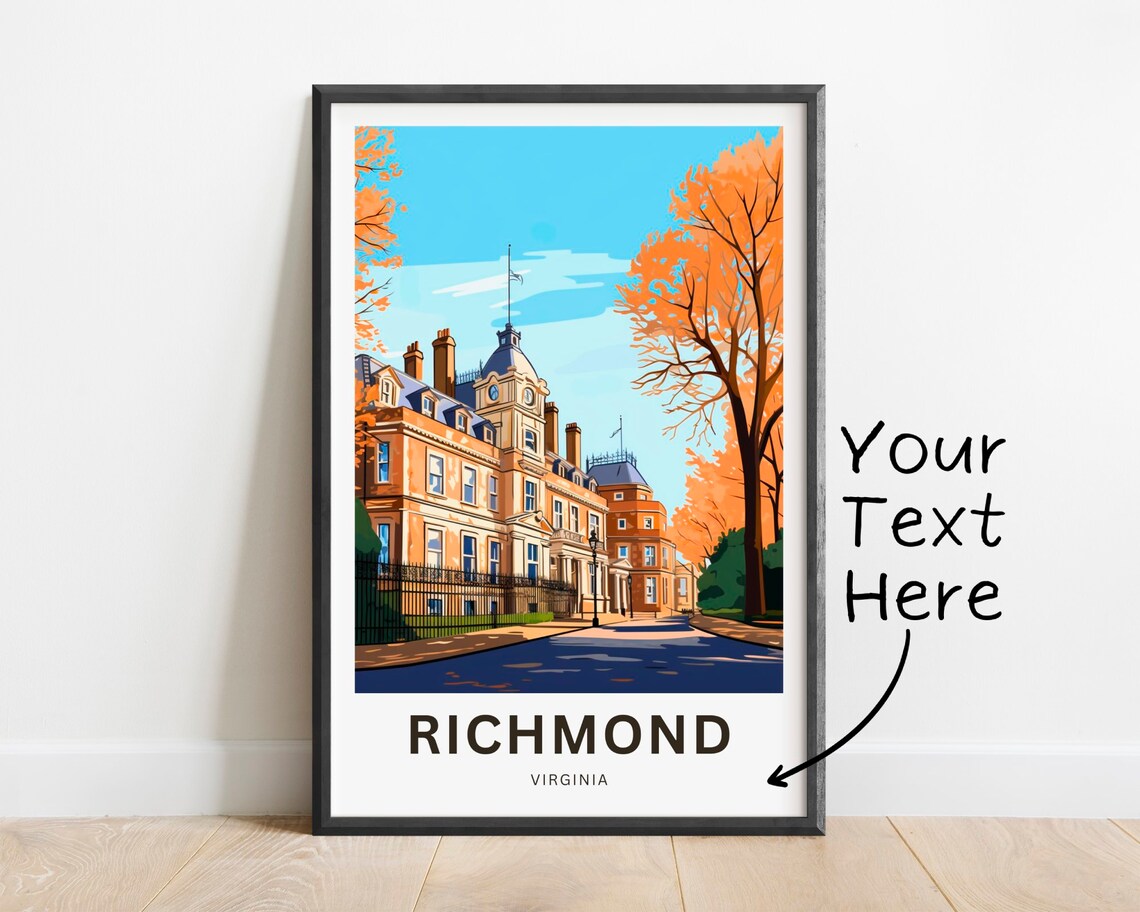 Personalized Richmond Virginia Autumn Mansion Custom Travel Poster